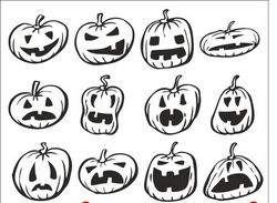 Funny Vector Pumpkin Sketches For Halloween Free CDR