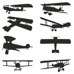 Vector Silhouettes Of Biplanes Free CDR