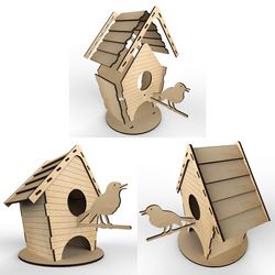 Tea House  Birdhouse Vector Layout For Laser Cutting Plywood Free CDR