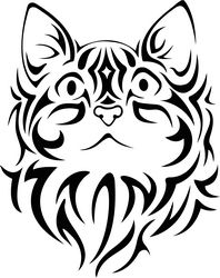 Pretty Tribal Cat Face Silhouette Free CDR
