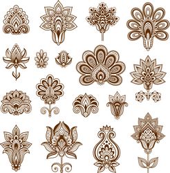 Henna Set of ornamental stylized flower Free CDR