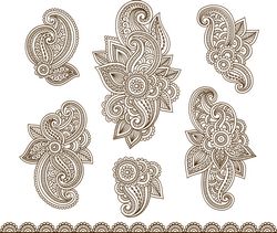Set Mehndi Flower Pattern Henna Drawing Free CDR