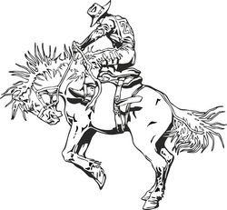 Rodeo rider western cowboy line art Free CDR