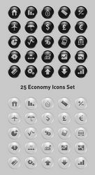 25 Economy Icons Set With Shiny Style Clip Art Free CDR