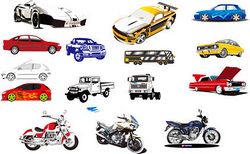 Motorcycle Car Models Sets Colored Sketch Free CDR