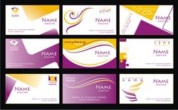 Name Card Templates Abstract Design Yellow Purple Ornament Free CDR