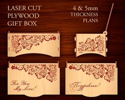 Laser Wooden Gift Box Podarochnaya Shkatulka Free CDR