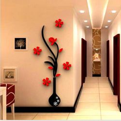 Vase Flower Tree Crystal Acrylic Wall Free CDR