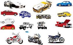 Motorcycle and car models sets colored sketch Free CDR
