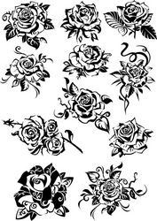 Black And White Roses Clipart Download Free DXF File