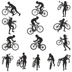 Collection Of Silhouettes Of Bicyclists Free DXF File