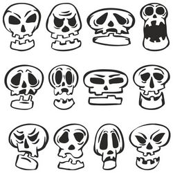 Funny Cartoon Skulls For Plotter Cutting Free DXF File