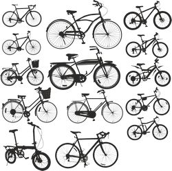 Various Silhouettes Of Bicycles Free DXF File