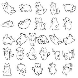 Silhouettes Of One Funny Kitten Free DXF File
