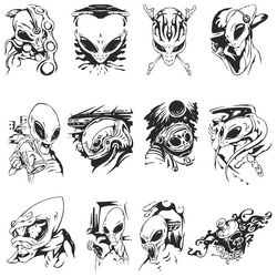Collection Of Aliens For Plotter Cutting Free DXF File