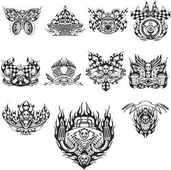 mock-ups Of Motorcycle Stickers Collection #3 Free DXF File