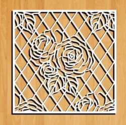Roses Decorated Square Frame Download For Laser Cut Free DXF File
