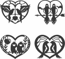 Double Bird In Heart For Laser Cut Plasma Free DXF File
