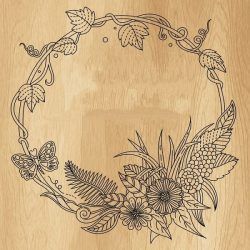 Floral Round Frame For Print Or Laser Engraving Machines Free DXF File