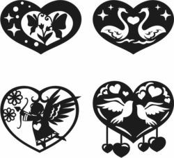 Heart valentines Day For Laser Cut Plasma Free DXF File