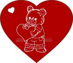 Heart With Teddy Bear For Laser Engraving Machines Free DXF File