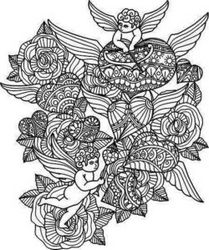 Love Angels And Flowers For Laser Engraving Machines Free DXF File