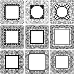Square Decorative Designs For Laser Engraving Machines Free DXF File