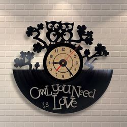 Owl You Need Is Love Clock Free DXF File
