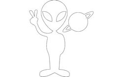 Alien With Planet Free DXF File