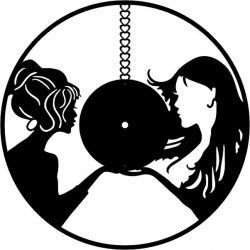 Two Girls Wall Clock For Laser Cut Cnc Free DXF File
