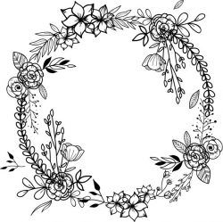 Wreath With Poppies For Print Or Laser Engraving Machines Free DXF File