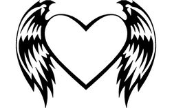 Heart With Wings Free DXF File