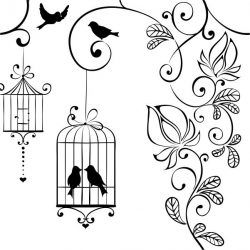Birds Flowers And Birdcages Download For Laser Engraving Machines Free DXF File