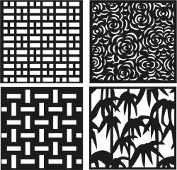 Roses Bamboo Decorative Motifs Square Download For Laser Cut Free DXF File