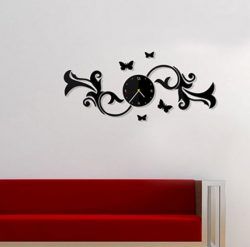 Wall Clock With Butterflies On A Branch Download For Laser Cut Cnc Free DXF File
