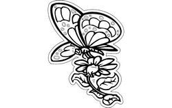 Butterfly With Flower Free DXF File