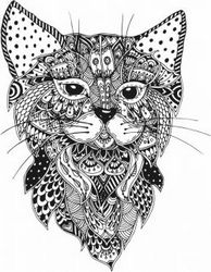 Floral Cat For Laser Cut Plasma Decal Free DXF File