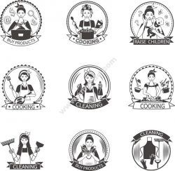 Housewife Label Set Free DXF File