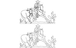 Cowboy And Rodeo Scene Free DXF File