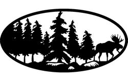Oval Insert Moose And Tree Free DXF File