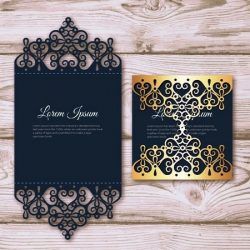 Elegant Card With Laser Cut And Gold Detail For Laser Free DXF File