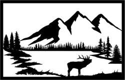 Picture Of Three Mountains In The Forest For Laser Cut Plasma Free DXF File