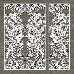 Screen Style Dragon Oriental For Laser Cut Cnc Free DXF File