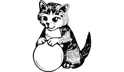 Cat With Ball Free DXF File