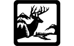 Deer Sitting Scene Free DXF File