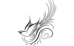 Calligraphy Bird Free DXF File