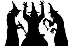 Halloween Witch Cooking Silhouette Free DXF File