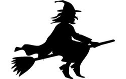 Silhouette Witch Flying On Broom Stick Free DXF File