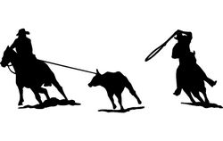 Rodeo Team Roping Silhouette Free DXF File