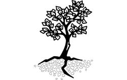 Tree And Roots Silhouette Free DXF File